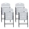 4 Pack Portable Plastic Folding Chairs; Sturdy Design; Indoor/Outdoor Events; Perfect for Camping/Picnic/Tailgating/Party; Easy to Clean; White