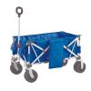 Folding All-Terrain Wide-Track Wheeled Beach Wagon;  Blue