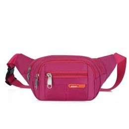 Casual Multifunctional Waist Bag; Adjustable Durable Large Capacity Messenger Bag For Outdoor Sports Running Walking (Color: Rose Red)