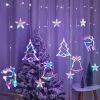 Led Christmas Elk Curtain Light Ice Strip Light Holiday Lights Red Bedroom Room Window Decorative Light String