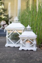 Home Decor Indoor/Outdoor Simple Yet Elegant Square Lantern Set Of 2 (Color: White)