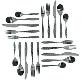 Elegant Western Utensils 20 Piece Flatware Utensil Set 4 In (Color: Black)