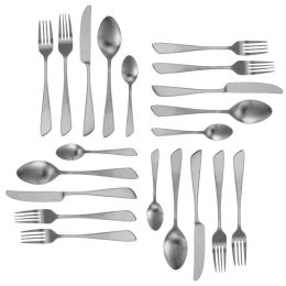 Elegant Western Utensils 20 Piece Flatware Utensil Set 4 In (Color: Matte Silver)