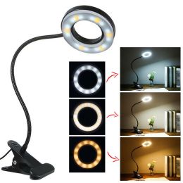 Clip On Desk Lamp LED Flexible Arm USB Dimmable Study Reading Table Night Light (default: default)