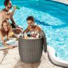 Patio Rattan Cool Bar 12 Gallon 4-in-1 Cocktail Table Side Table