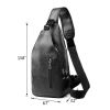 Men Chest Bag PU Leather Sling Fanny Pack Shoulder Backpack w USB Charging Port